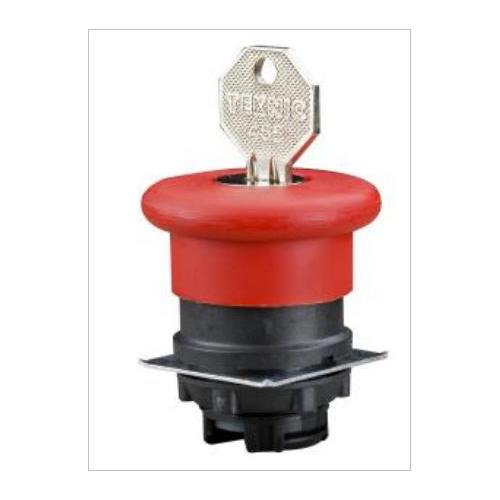 Teknic Red Mushroom Head Actuator Latching With Key Ø 40mm, P2AMLKB4